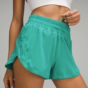 Lululemon Kelly Green 3” Track That Highwaisted Shorts